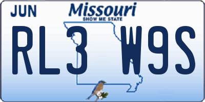 MO license plate RL3W9S
