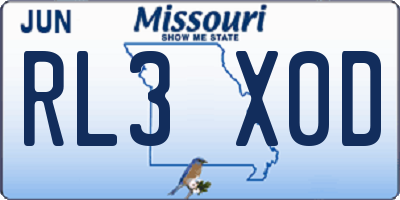 MO license plate RL3X0D