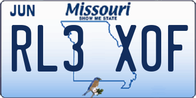 MO license plate RL3X0F
