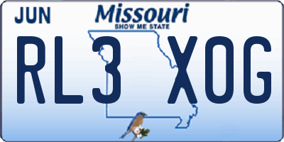 MO license plate RL3X0G