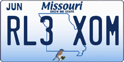 MO license plate RL3X0M