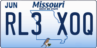 MO license plate RL3X0Q