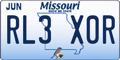 MO license plate RL3X0R