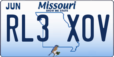 MO license plate RL3X0V