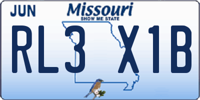 MO license plate RL3X1B