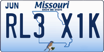 MO license plate RL3X1K