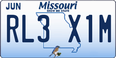 MO license plate RL3X1M