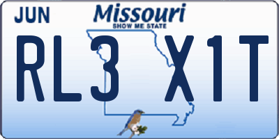 MO license plate RL3X1T