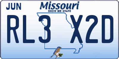 MO license plate RL3X2D