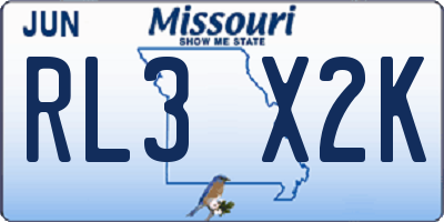 MO license plate RL3X2K
