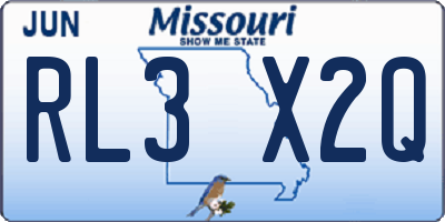 MO license plate RL3X2Q