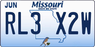 MO license plate RL3X2W