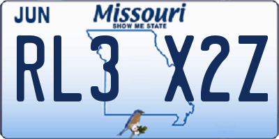 MO license plate RL3X2Z