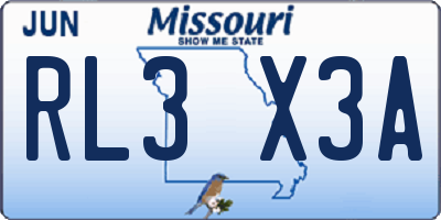 MO license plate RL3X3A