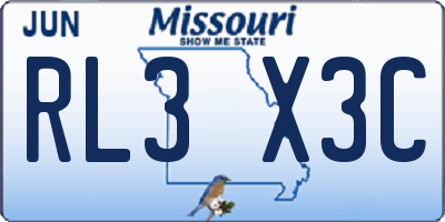 MO license plate RL3X3C
