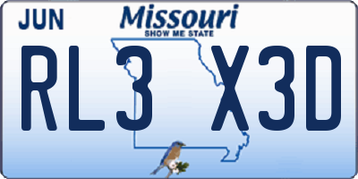 MO license plate RL3X3D