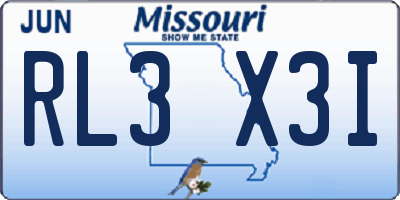 MO license plate RL3X3I