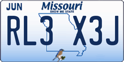 MO license plate RL3X3J