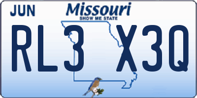 MO license plate RL3X3Q