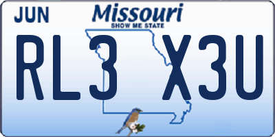 MO license plate RL3X3U