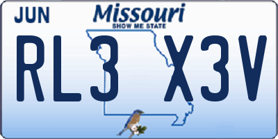 MO license plate RL3X3V