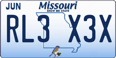 MO license plate RL3X3X