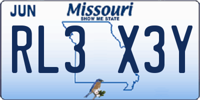 MO license plate RL3X3Y