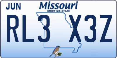 MO license plate RL3X3Z