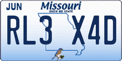 MO license plate RL3X4D