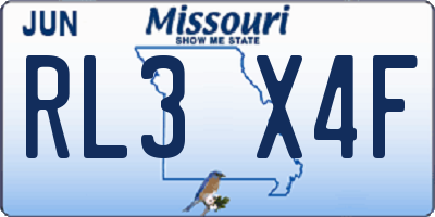 MO license plate RL3X4F