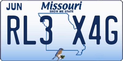 MO license plate RL3X4G