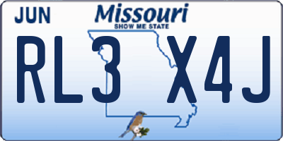 MO license plate RL3X4J