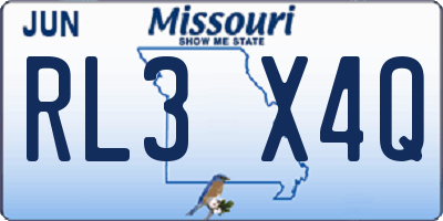 MO license plate RL3X4Q