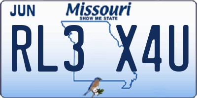MO license plate RL3X4U