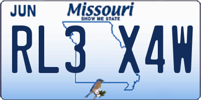 MO license plate RL3X4W