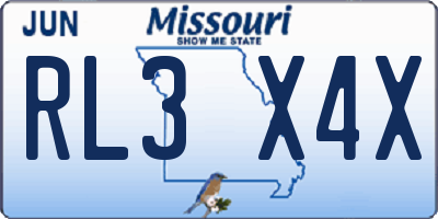MO license plate RL3X4X