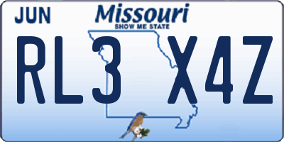MO license plate RL3X4Z