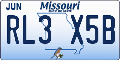 MO license plate RL3X5B