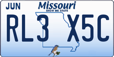 MO license plate RL3X5C