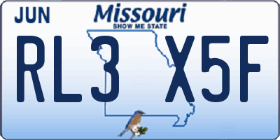 MO license plate RL3X5F