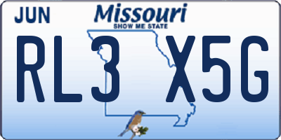 MO license plate RL3X5G