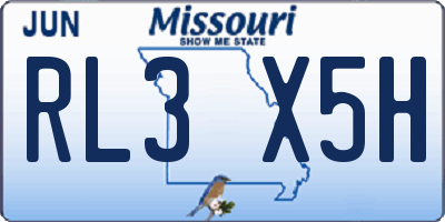 MO license plate RL3X5H