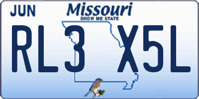MO license plate RL3X5L