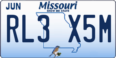 MO license plate RL3X5M