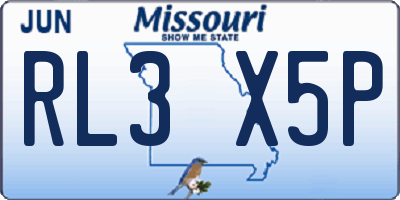 MO license plate RL3X5P