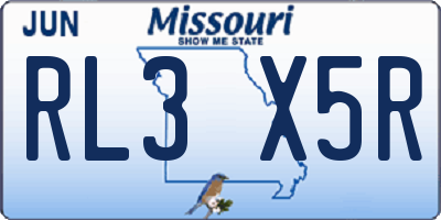 MO license plate RL3X5R