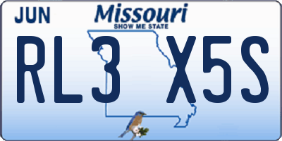 MO license plate RL3X5S