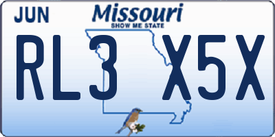 MO license plate RL3X5X