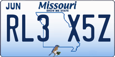 MO license plate RL3X5Z