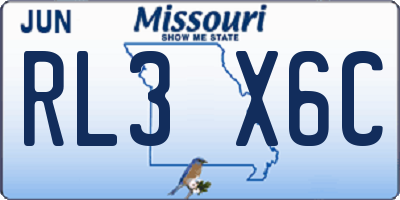 MO license plate RL3X6C